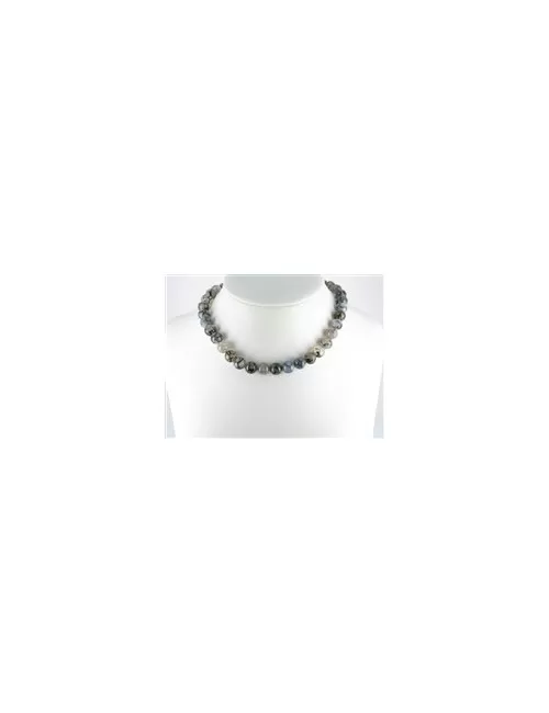 Heilstein & Edelstein-Strang - Kugeln, Achat (Schlangenachat) schwarz (gef.), 10mm