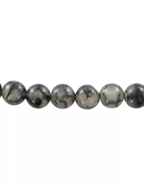 Heilstein & Edelstein-Strang - Kugeln, Achat (Schlangenachat) schwarz (gef.), 12mm
