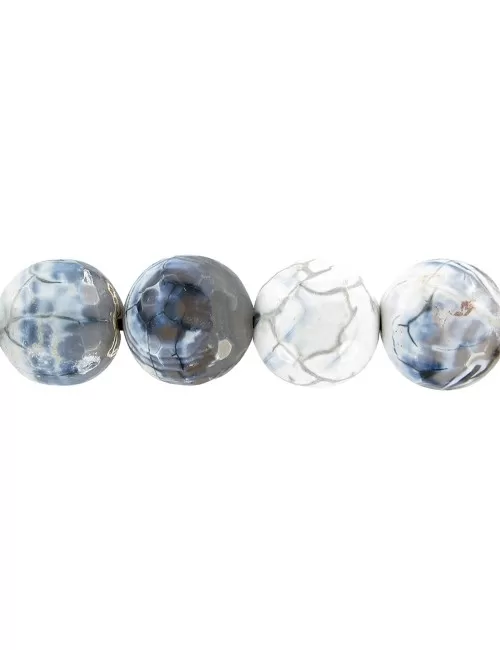Heilstein & Edelstein-Strang - Kugeln, Achat (Schlangenachat) weiß-schwarz (gef.), 16mm