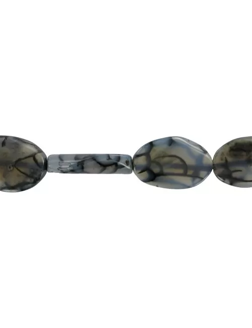 Heilstein & Edelstein-Strang - Linse, Achat (Schlangenachat) schwarz (gef.), in sich gedreht, 30mm