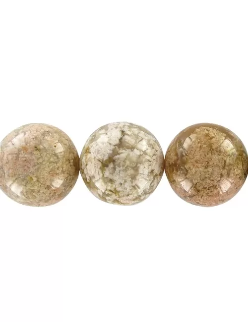 Heilstein & Edelstein-Strang - Kugeln, Moosachat (pink), 20mm