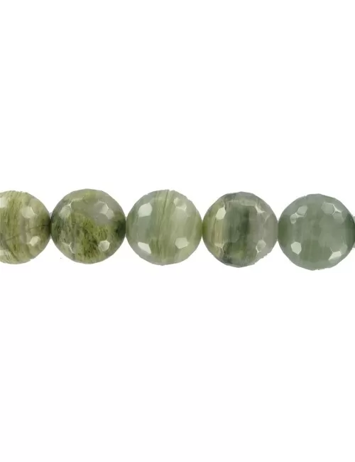 Heilstein & Edelstein-Strang - Kugeln, Chloritquarz, facettiert, 20mm