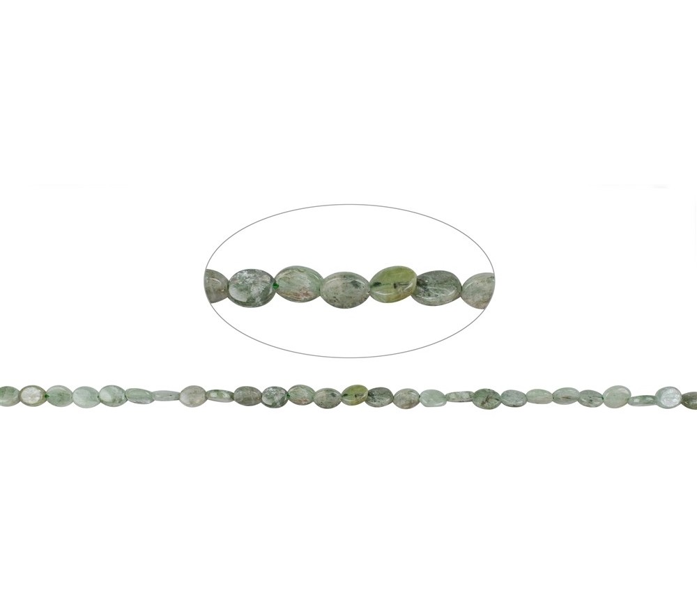 Heilstein & Edelstein-Strang - Linse, Disthen grün (stab.), 09 x 07mm