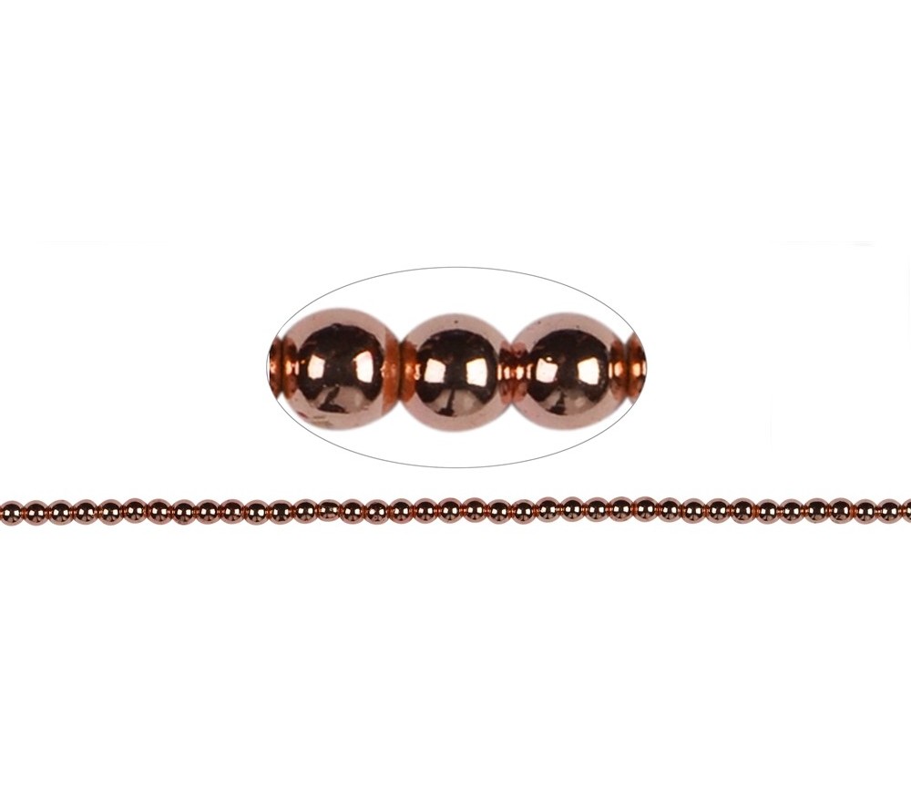 Heilstein & Edelstein-Strang - Kugeln, Hämatin rosegold (gef.), 03mm