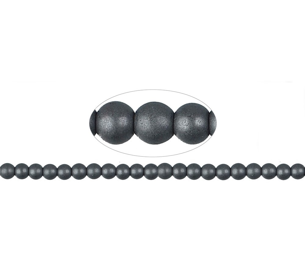 Heilstein & Edelstein-Strang - Kugeln, Hämatin, 08mm, matt
