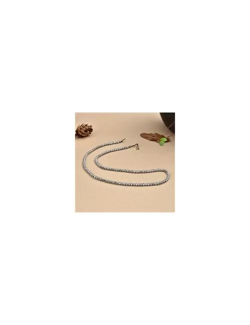 Heilstein & Edelstein-Strang - Kugeln, Hämatin silber (gef.), facettiert, 03mm