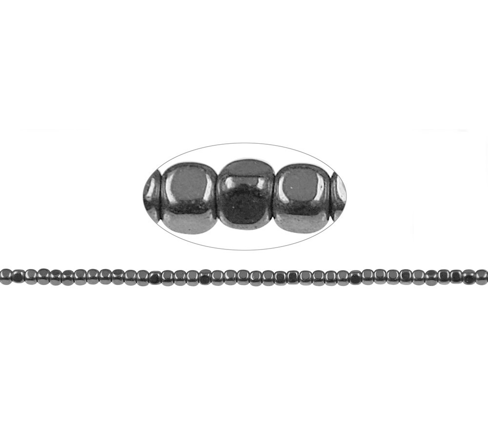 Heilstein & Edelstein-Strang - Würfel gerundet, Hämatin silber (gef.), 03 x 03mm