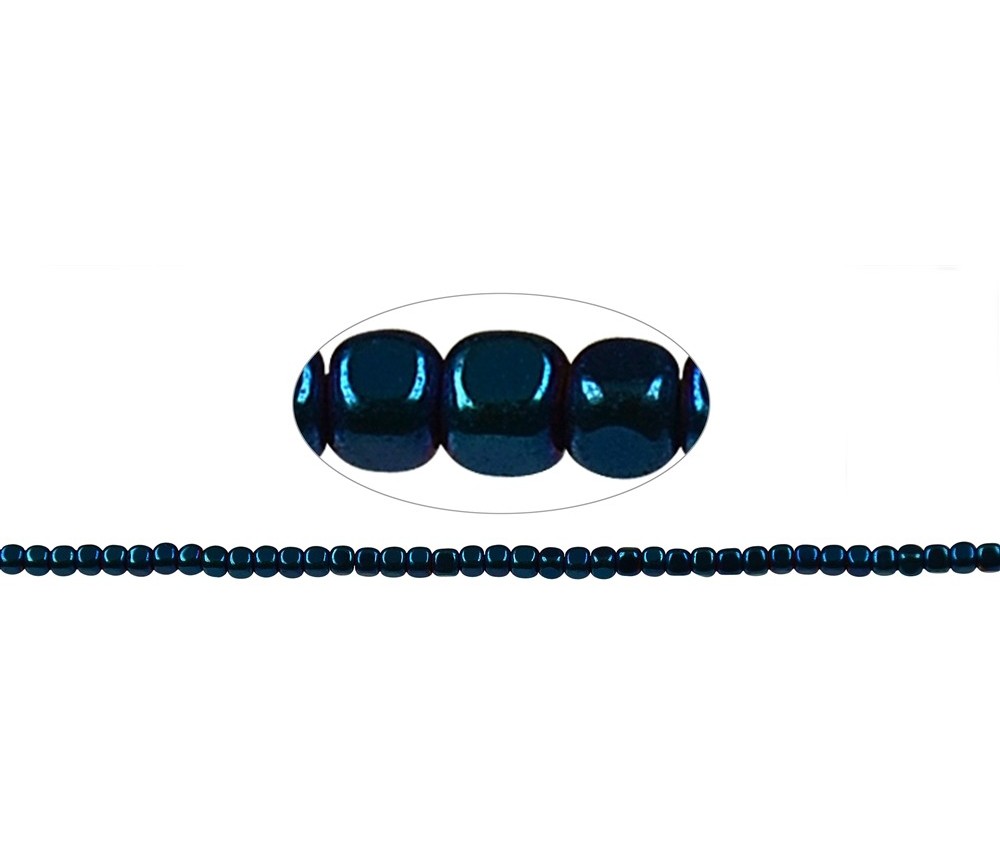Heilstein & Edelstein-Strang - Würfel gerundet, Hämatin blau (gef.), 03 x 03mm