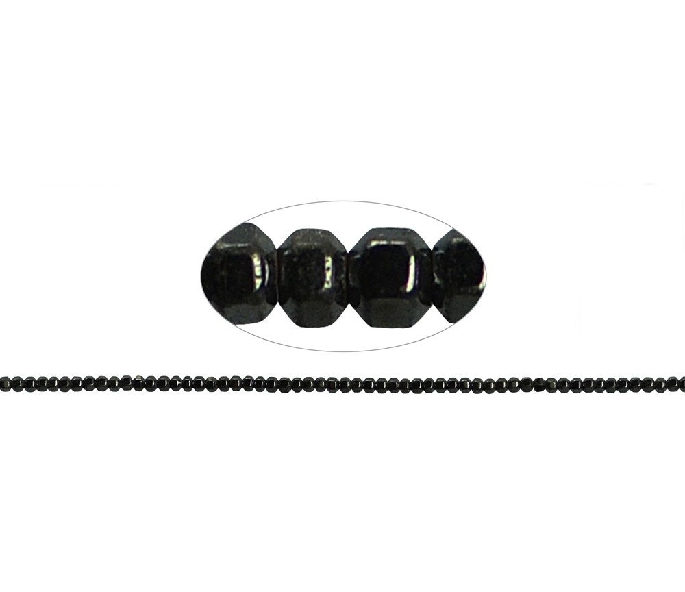 Heilstein & Edelstein-Strang - Hexagon, Hämatin, glänzend, ca. 02mm