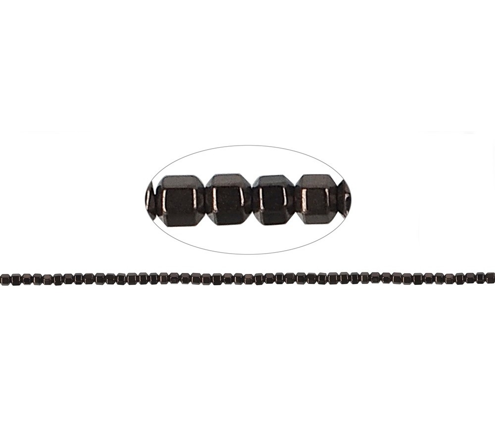 Heilstein & Edelstein-Strang - Hexagon, Hämatin coffee (gef.), 02mm