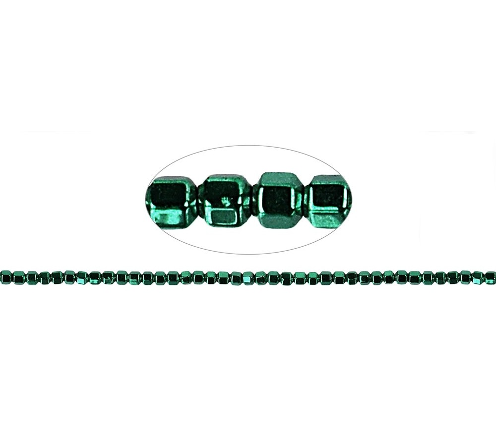 Heilstein & Edelstein-Strang - Hexagon, Hämatin blau-grün (gef.), 02mm