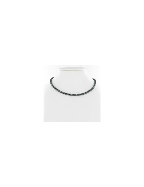 Heilstein & Edelstein-Strang - Button, Hämatin, facettiert, 04mm (39cm)