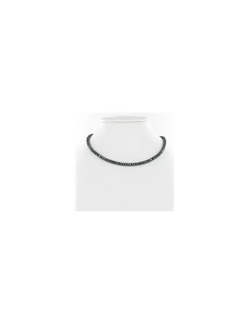 Heilstein & Edelstein-Strang - Button, Hämatin, facettiert, 04mm (39cm)