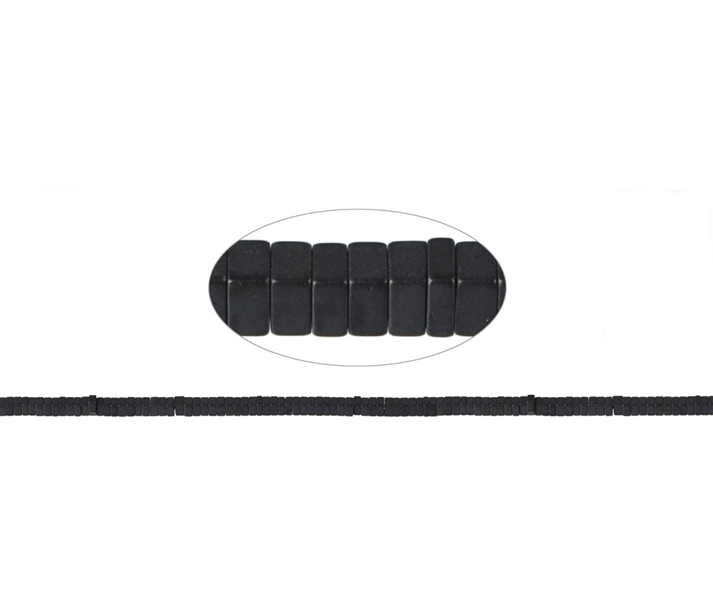 Heilstein & Edelstein-Strang - Quader, Hämatin matt, 01 x 02 x 02mm