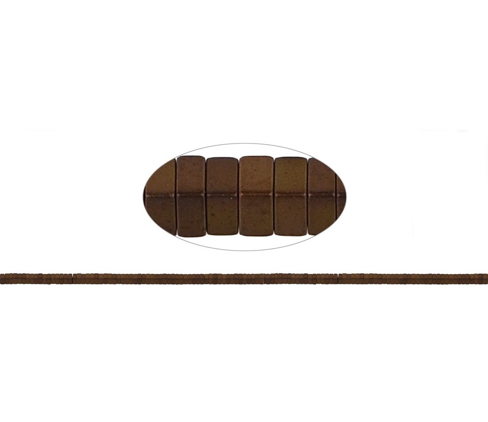 Heilstein & Edelstein-Strang - Quader, Hämatin braun (gef.) matt, 01 x 02 x 02mm
