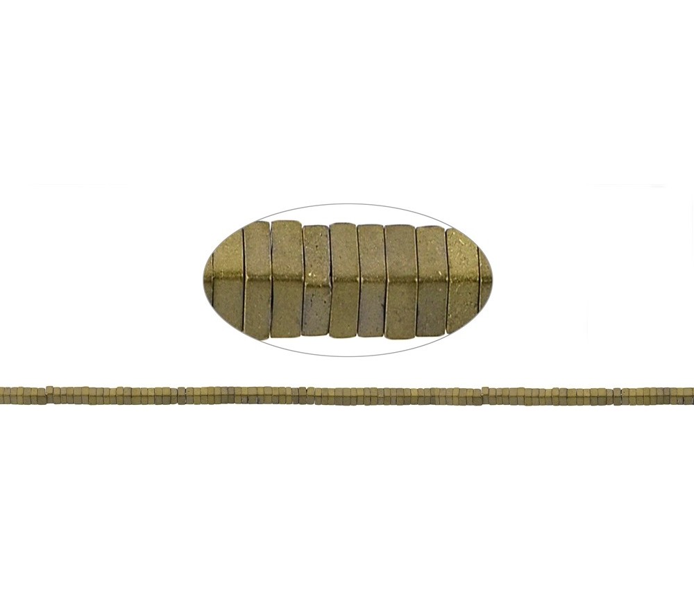 Heilstein & Edelstein-Strang - Quader, Hämatin gold (gef.) matt, 01 x 01 x 02mm