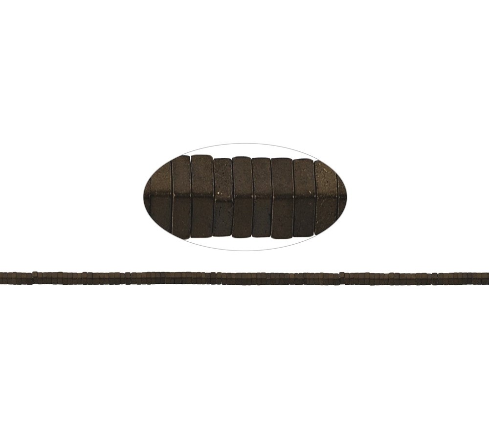 Heilstein & Edelstein-Strang - Quader, Hämatin coffee (gef.) matt, 01 x 02 x 02mm