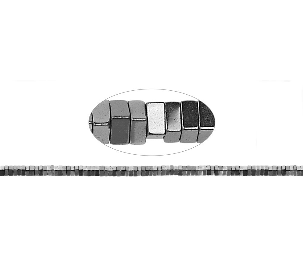 Heilstein & Edelstein-Strang - Quader, Hämatin silber (gef.), 01 x 02 x 02mm