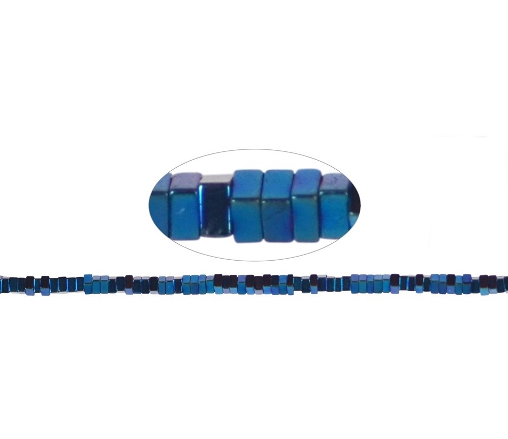 Heilstein & Edelstein-Strang - Quader, Hämatin blau (gef.), 01 x 02 x 02mm