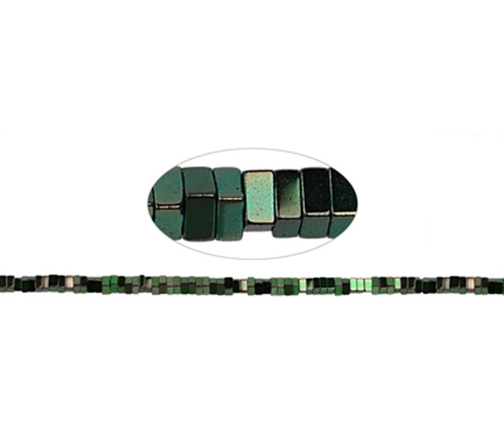 Heilstein & Edelstein-Strang - Quader, Hämatin blau-grün (gef.), 01 x 02 x 02mm
