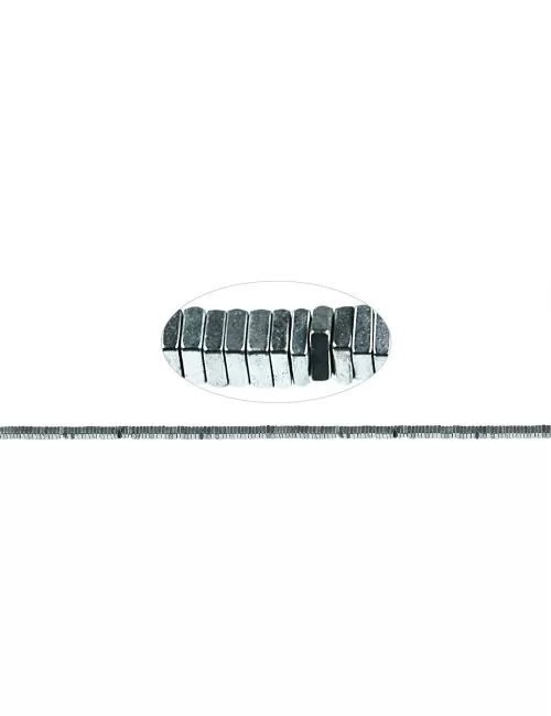 Heilstein & Edelstein-Strang - Quadrat, Hämatin silber (gef.), 03 x 03mm