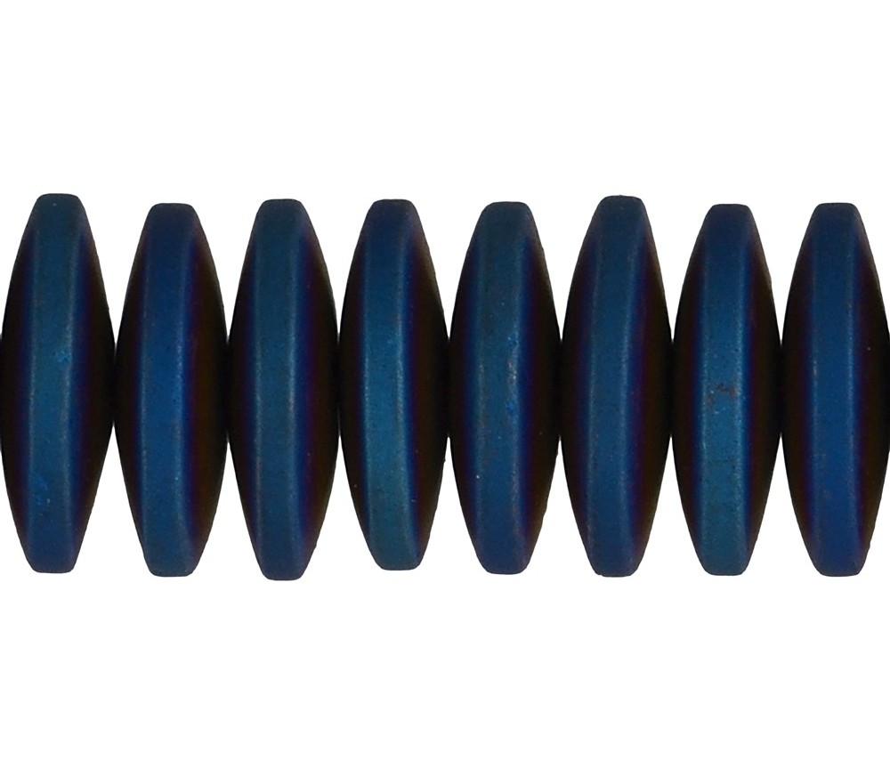 Heilstein & Edelstein-Strang - Button, Hämatin blau (gef.), matt, 03 x 12mm