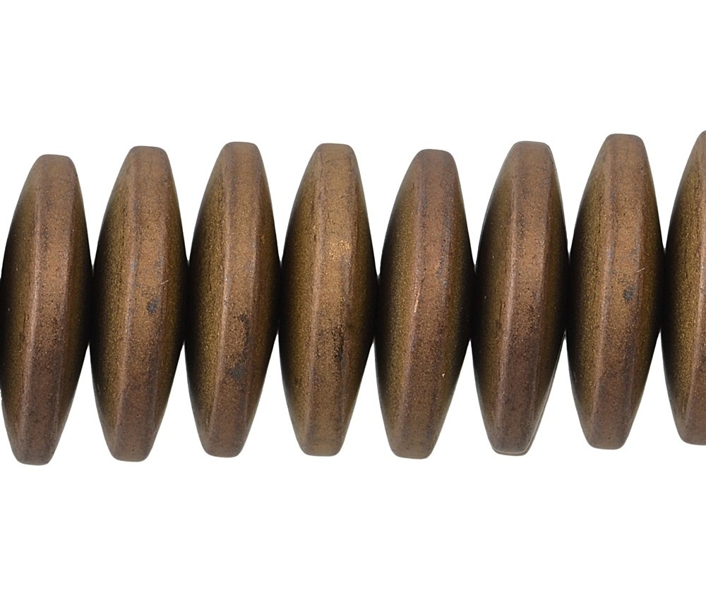 Heilstein & Edelstein-Strang - Button, Hämatin braun (gef.) matt, 03 x 12mm