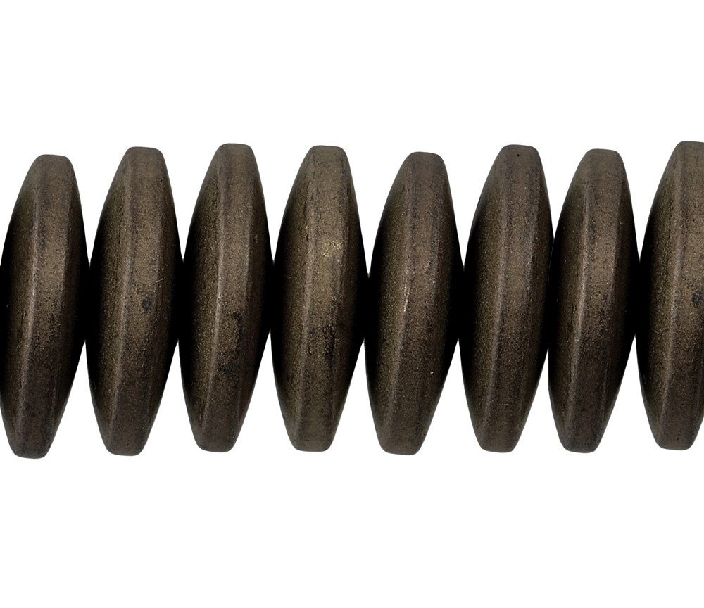 Heilstein & Edelstein-Strang - Button, Hämatin coffee (gef.) matt, 03 x 12mm