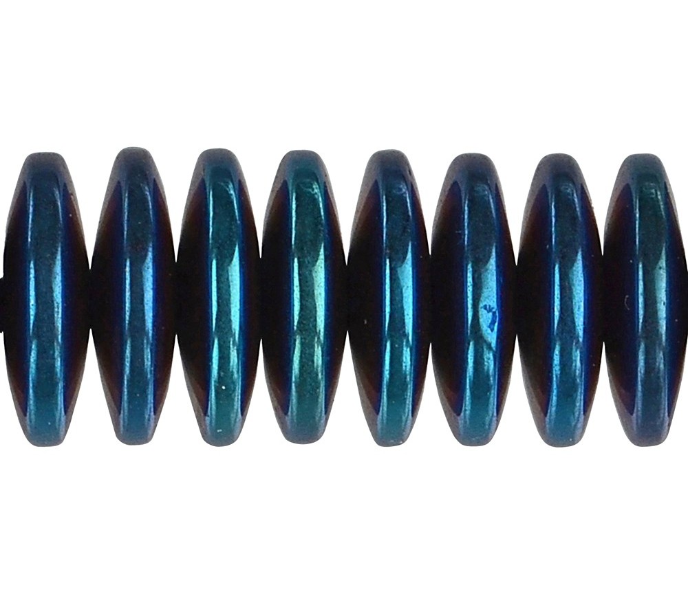 Heilstein & Edelstein-Strang - Button, Hämatin blau (gef.), 03 x 12mm