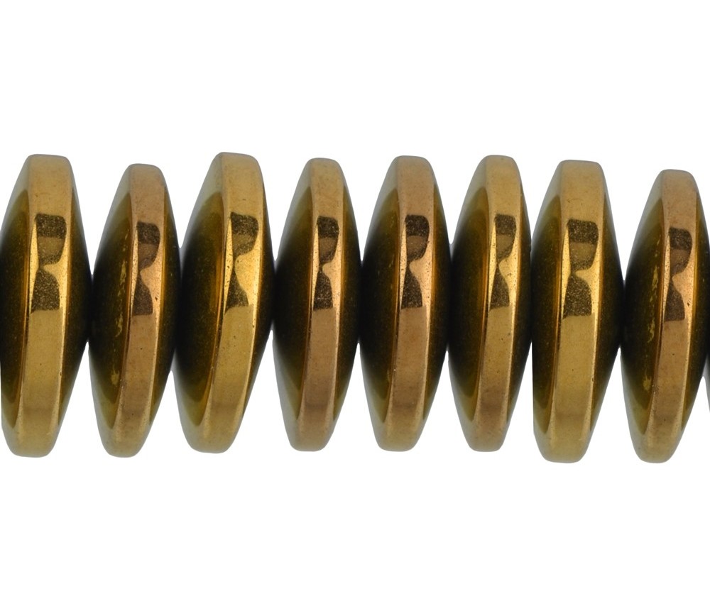 Heilstein & Edelstein-Strang - Button, Hämatin gold (gef.), 03 x 12mm