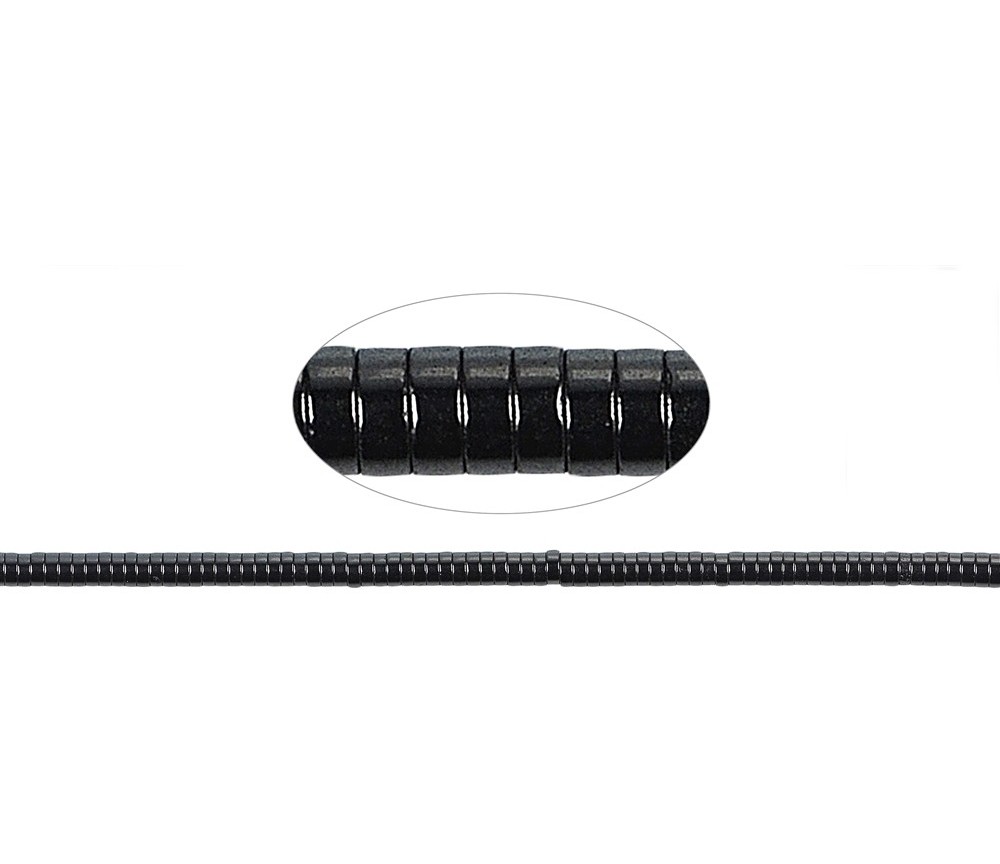 Heilstein & Edelstein-Strang - Zylinder (Heishi), Hämatin, 04mm