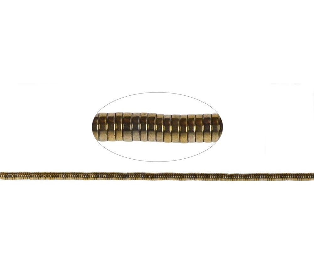 Heilstein & Edelstein-Strang - Zylinder (Heisihi), Hämatin gold (gef.), 01 x 04mm