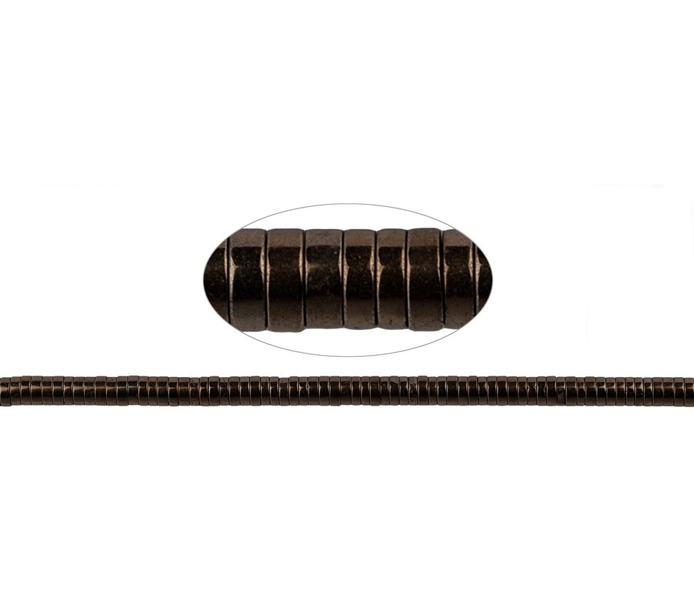 Heilstein & Edelstein-Strang - Zylinder (Heisihi), Hämatin coffee (gef.), 01 x 03mm