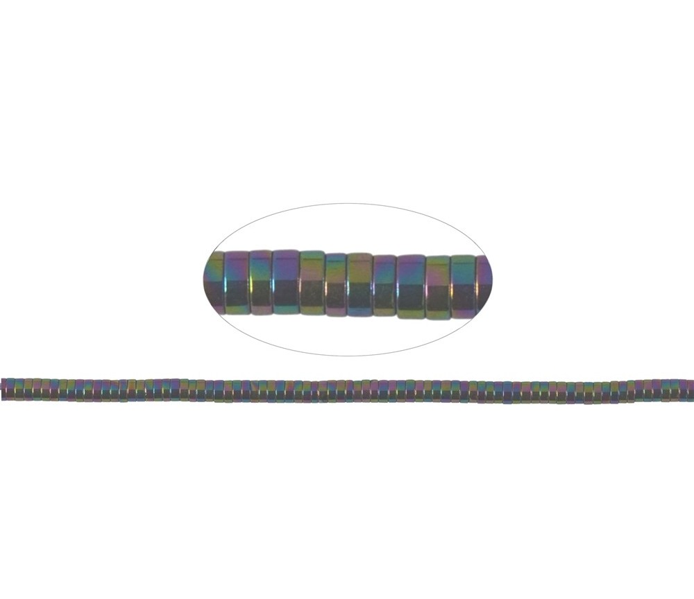 Heilstein & Edelstein-Strang - Zylinder (Heisihi), Hämatin bunt (gef.), 01 x 03mm