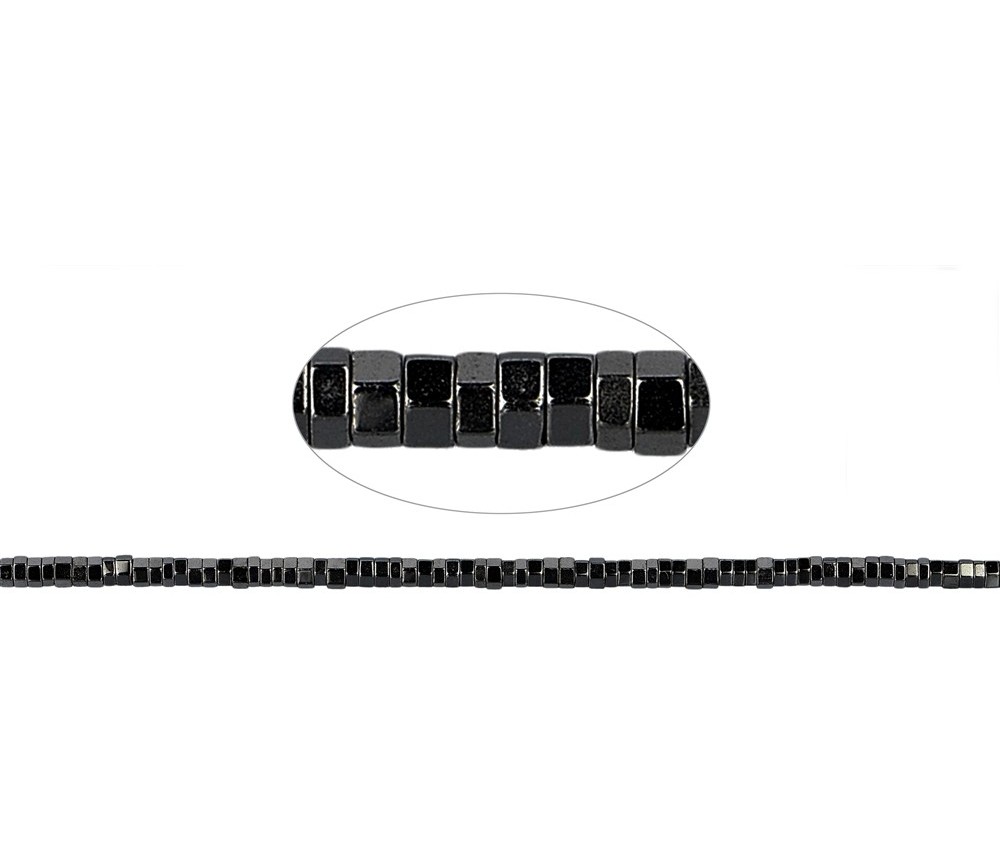 Heilstein & Edelstein-Strang - Zylinder (Heisihi), Hämatin, facettiert, 01 x 02mm