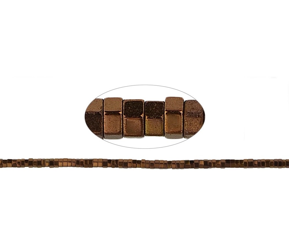 Heilstein & Edelstein-Strang - Zylinder (Heisihi), Hämatin braun (gef.), facettiert, 01 x 02mm