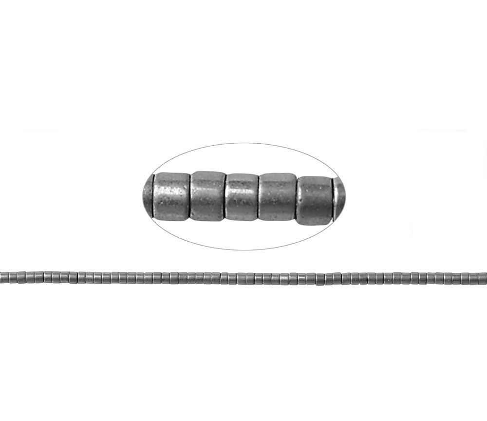 Heilstein & Edelstein-Strang - Zylinder (Heisihi), Hämatin silber (gef.) matt, 01 x 01mm