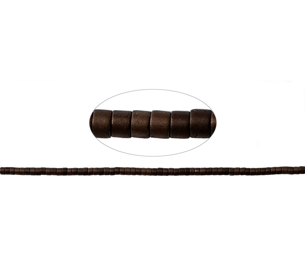 Heilstein & Edelstein-Strang - Zylinder (Heisihi), Hämatin coffee (gef.) matt, 01 x 01mm