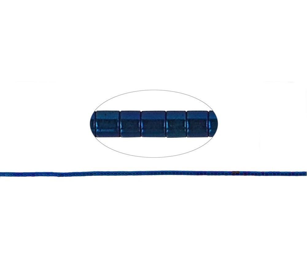 Heilstein & Edelstein-Strang - Zylinder (Heishi), Hämatin blau (gef.), 01 x 01mm