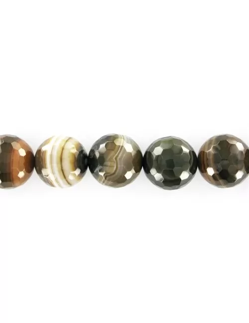 Heilstein & Edelstein-Strang - Kugeln, Achat braun (gef.), facettiert, 20mm