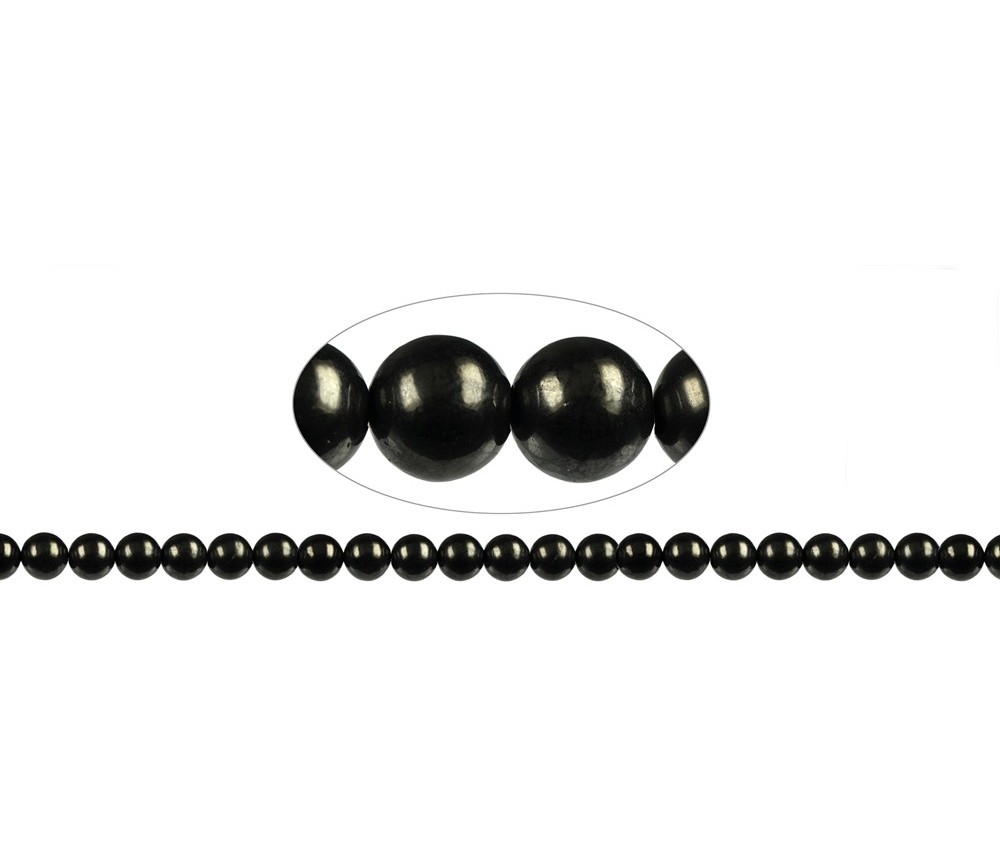 Heilstein & Edelstein-Strang - Kugeln, Schungit (stab.), 08 - 09mm