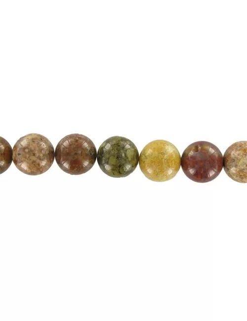 Heilstein & Edelstein-Strang - Kugeln, Moosachat (bunt), 20mm