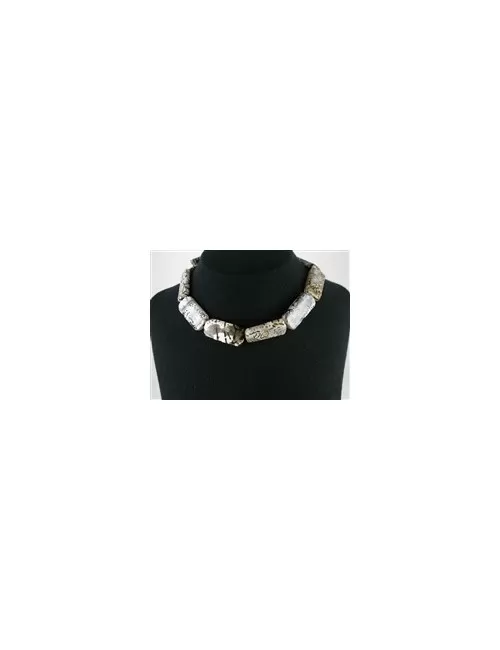 Heilstein & Edelstein-Strang - Rechteck, Achat (Savannenachat) braun (gef.), 40 x 20mm
