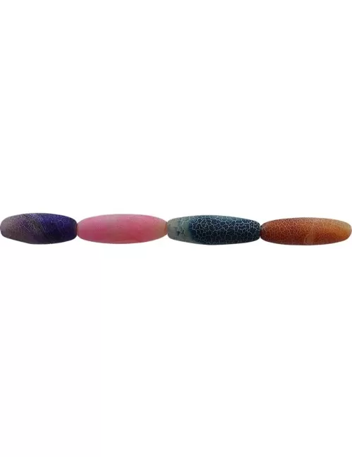 Heilstein & Edelstein-Strang - Spindel, Achat (Schlangenachat) bunt (gef.), matt, 40x14mm
