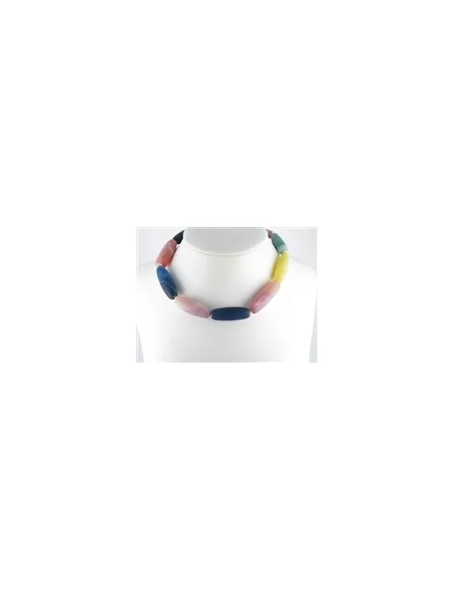 Heilstein & Edelstein-Strang - Spindel, Achat (Schlangenachat) bunt (gef.), matt, 40x14mm