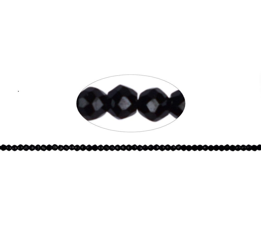 Heilstein & Edelstein-Strang - Kugeln, Spinell (schwarz), facettiert, 02mm