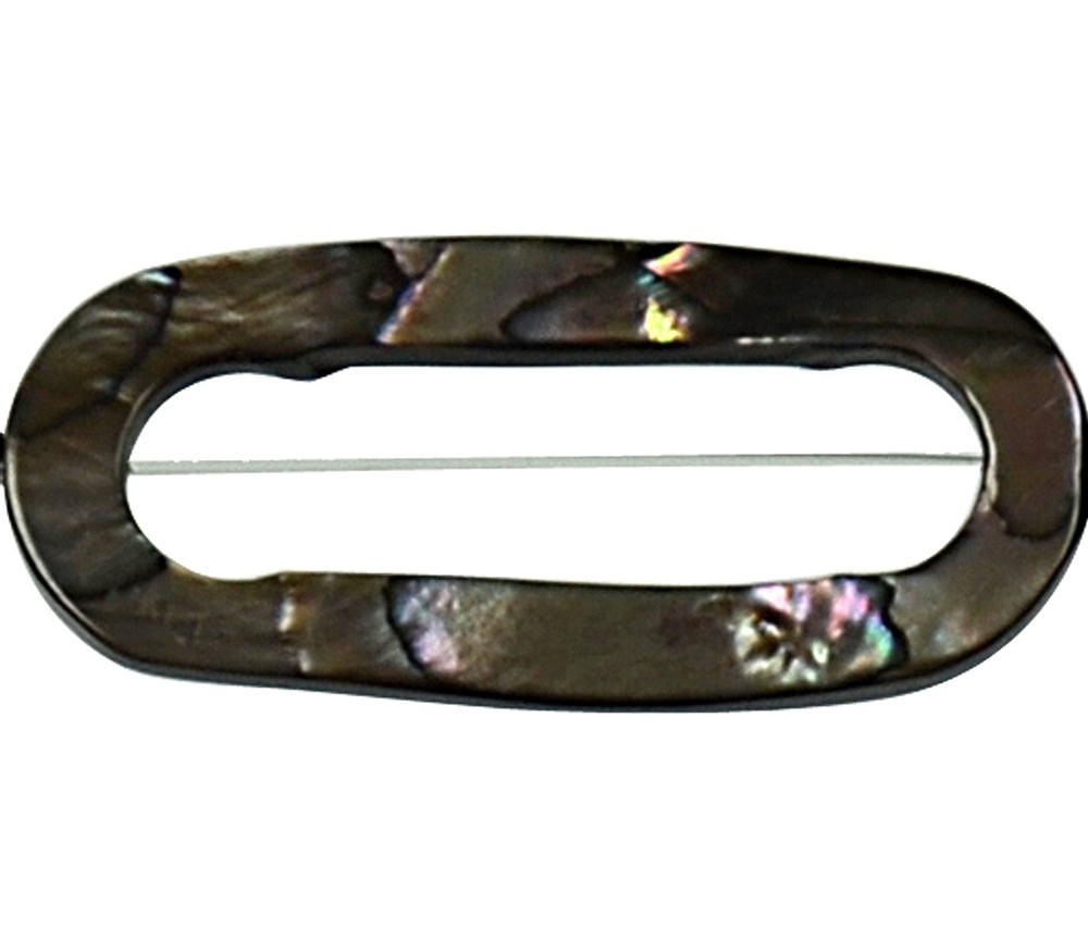 Heilstein & Edelstein-Strang - Rahmen oval, Perlmutt silber hell (gef.), 40 x 27mm