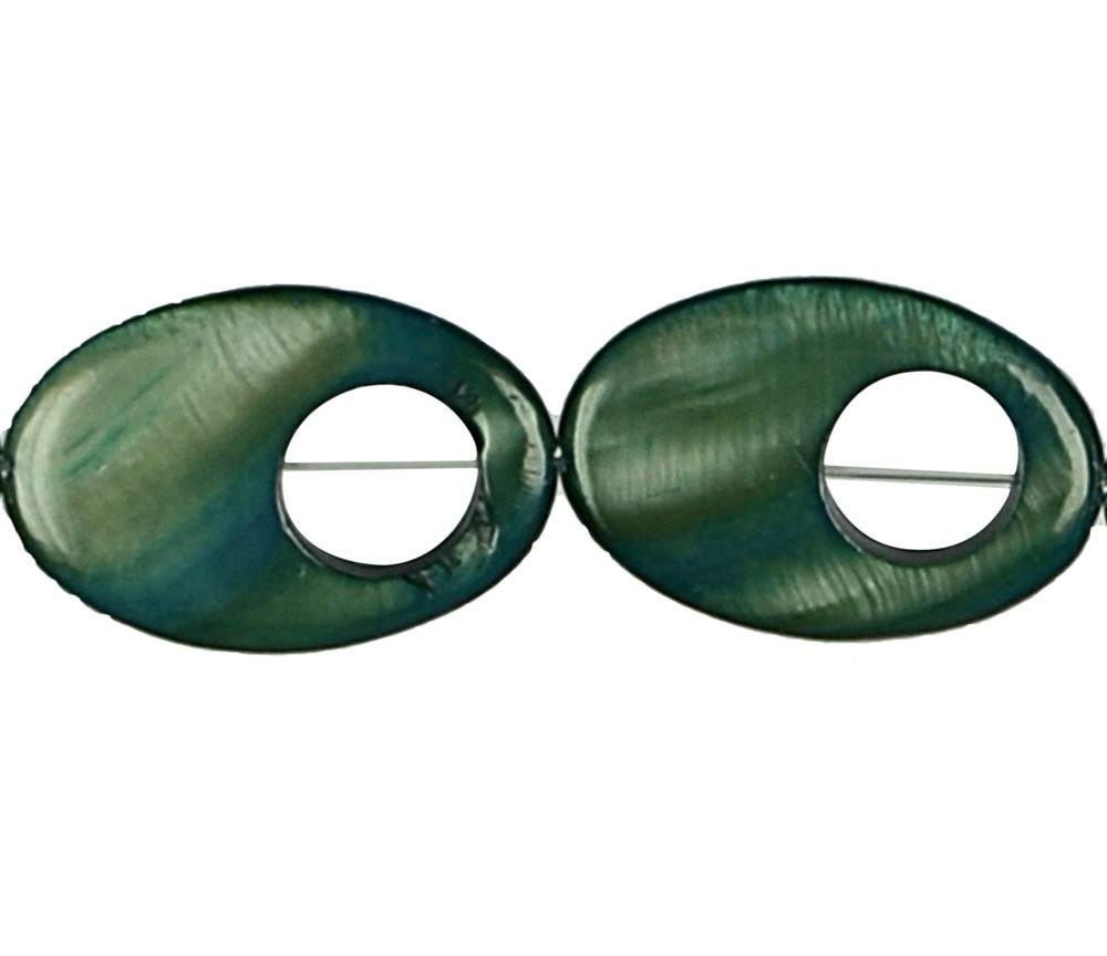 Heilstein & Edelstein-Strang - Perlmutt türkis (gef.),  Fischauge , 30 x 20mm