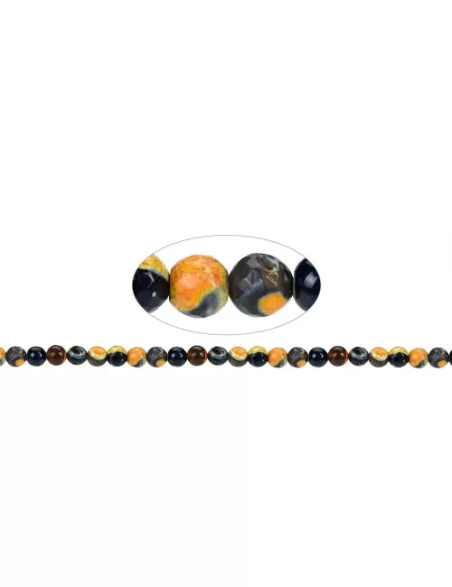 Heilstein & Edelstein-Strang - Kugeln, Achat (Sunset) orange (gef.), facettiert, 08mm