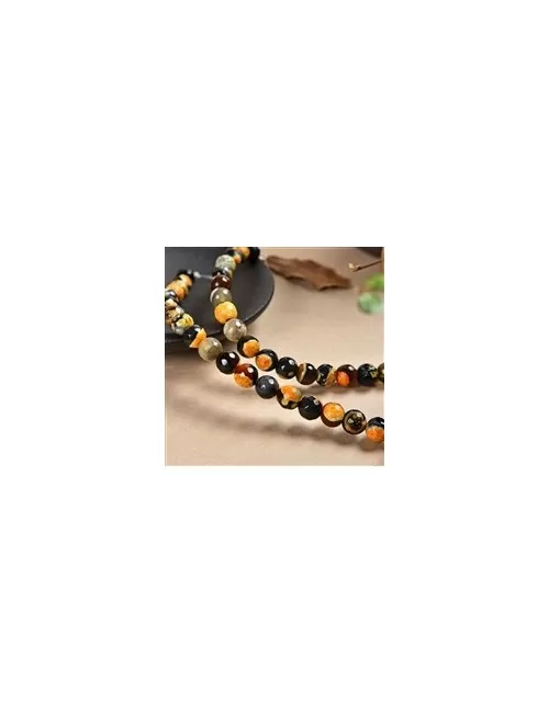 Heilstein & Edelstein-Strang - Kugeln, Achat (Sunset) orange (gef.), facettiert, 08mm